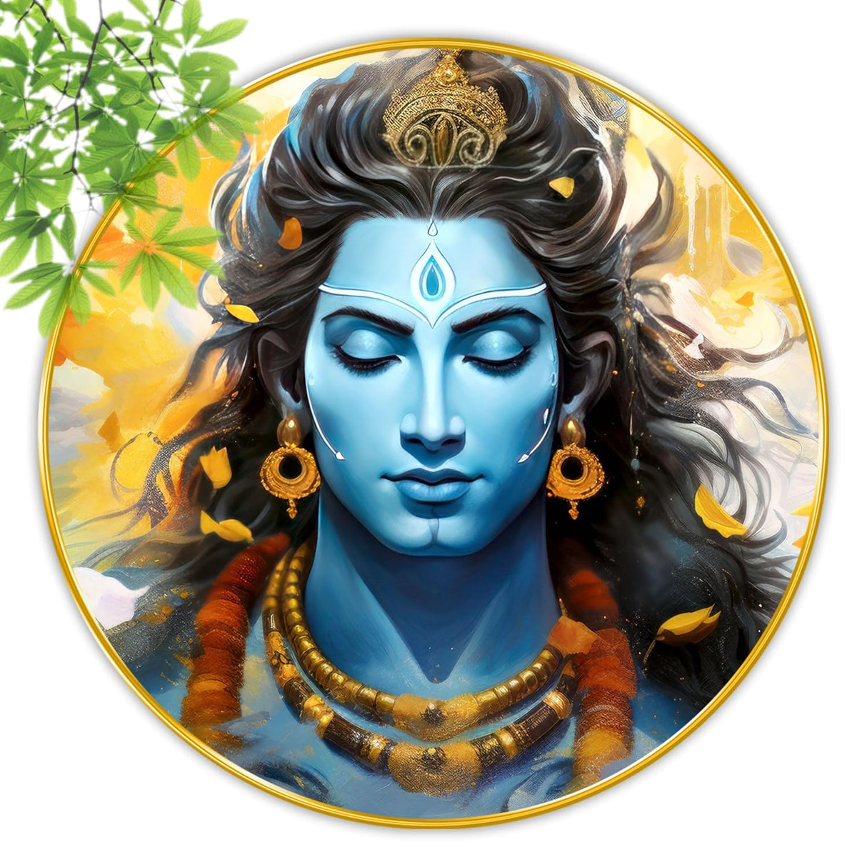 NOBILITY Lord Shiva Painting modern sparkle lamination wall art with premium golden slim frame for Home Living Room Office Wedding Return Christmas Diwali Gift Items for Friends Family
