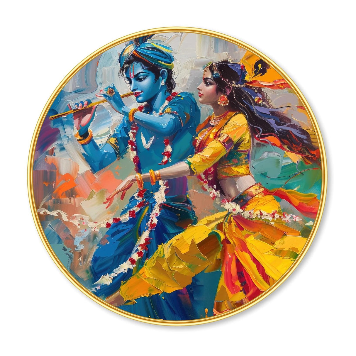 NOBILITY Radha Krishna Wall Art modern sparkle lamination Kanha Painting with premium golden slim frame for Home Living Room Office Wedding Return Christmas Diwali Gift Items for Friends Family