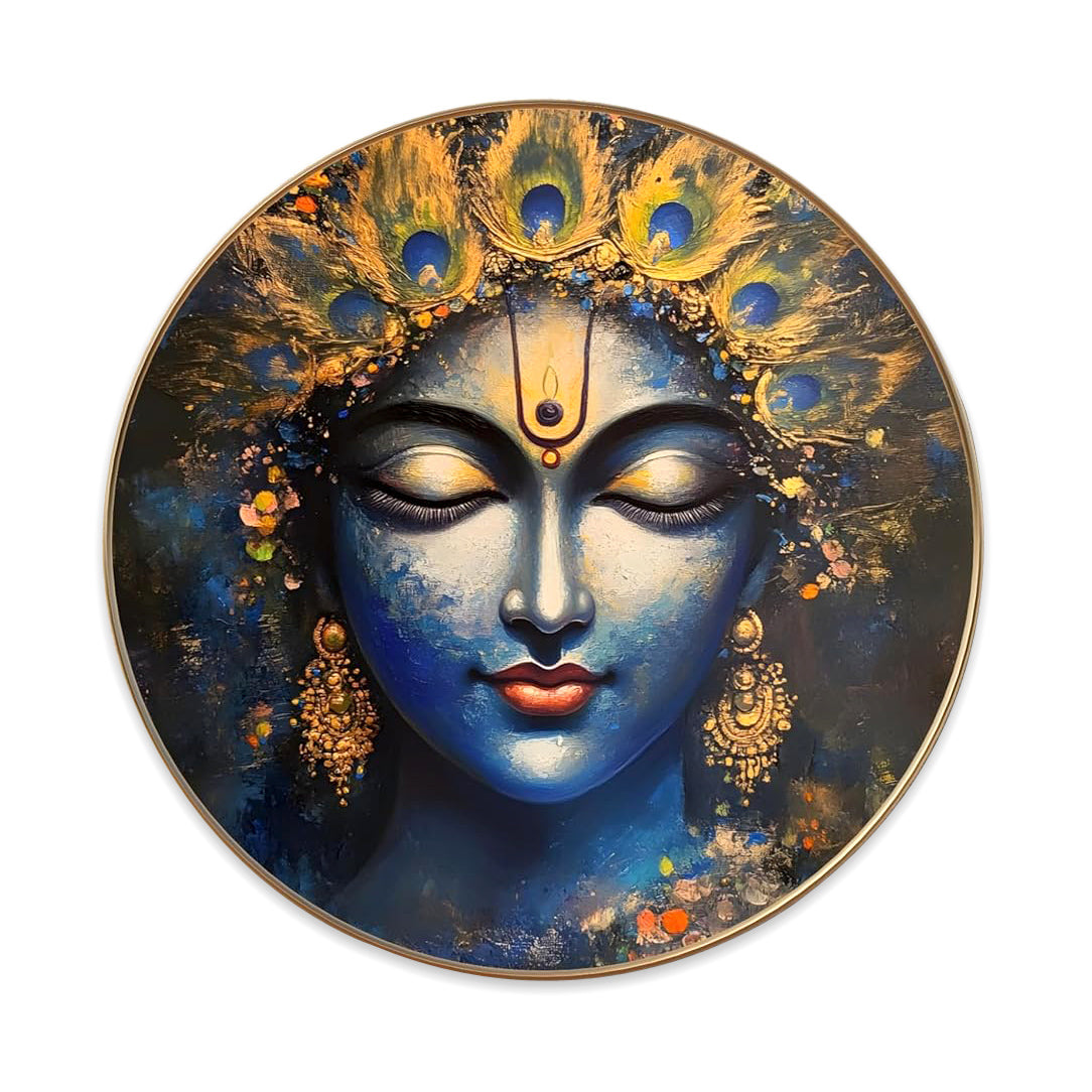 NOBILITY Krishna Painting modern sparkle lamination Kanha wall art with premium golden slim frame for Home Living Room Office Wedding Return Christmas Diwali Gift Items for Friends Family