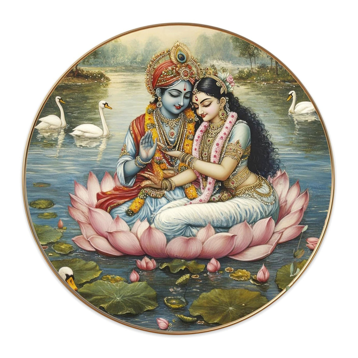 NOBILITY Radha Krishna Painting modern sparkle lamination Kanha wall art with premium golden slim frame for Home Living Room Office Wedding Return Christmas Diwali Gift Items for Friends Family