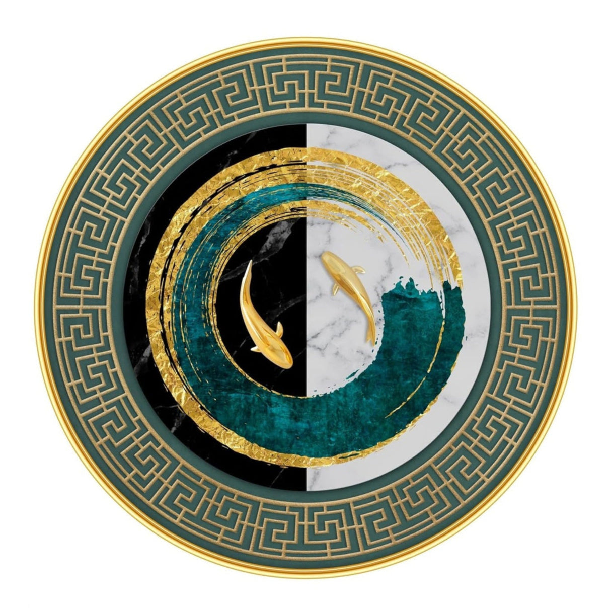 NOBILITY Fish Painting modern sparkle lamination wall art with premium golden slim frame for Home Living Room Office Wedding Return Christmas Diwali Gift Items for Friends Family