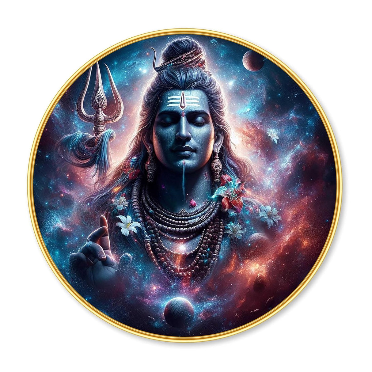 NOBILITY Shiva Painting modern sparkle lamination wall art with premium golden slim frame for Home Living Room Office Wedding Return Christmas Diwali Gift Items for Friends Family