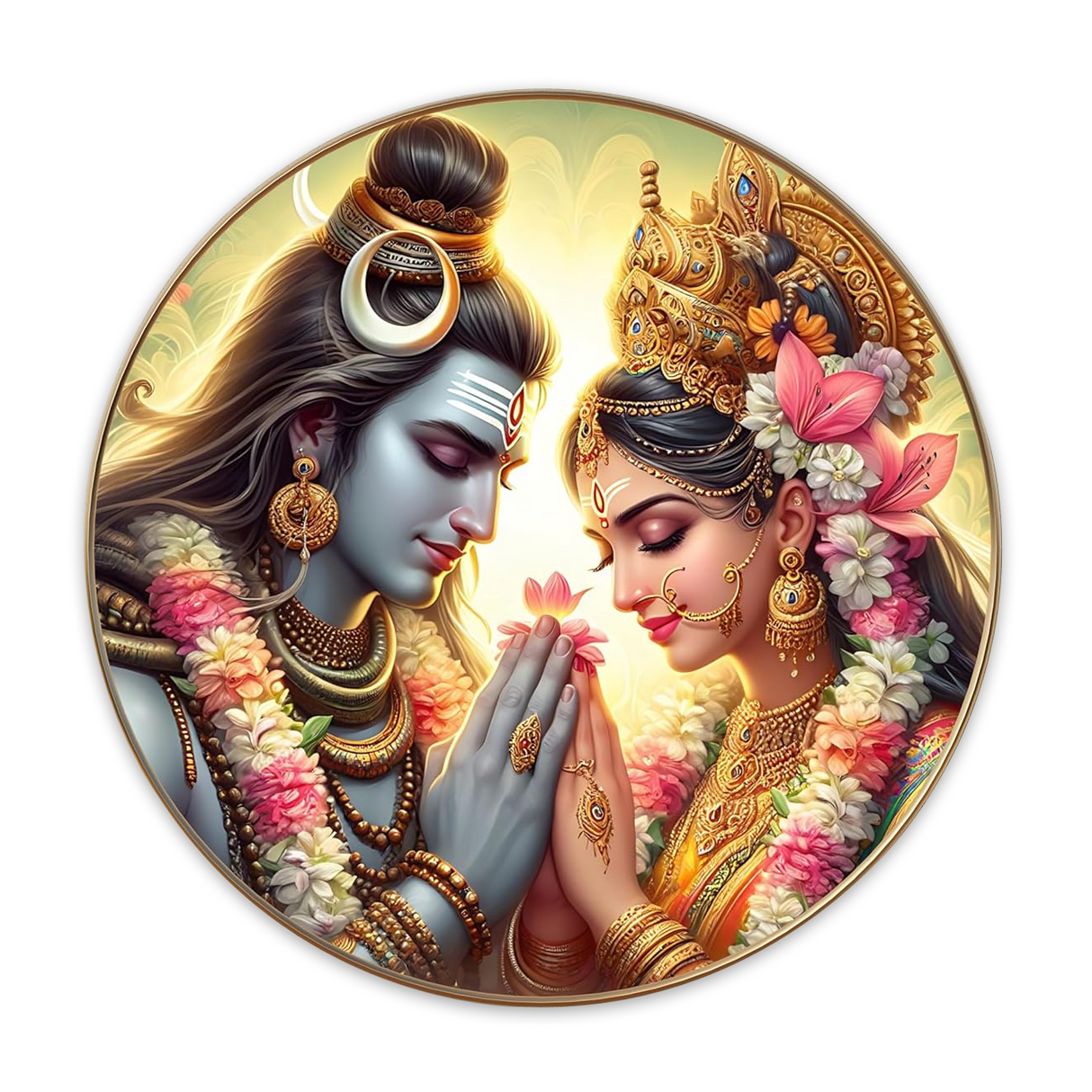 NOBILITY Shiv Parvati Painting modern sparkle lamination Sahiva Druga wall art with premium golden slim frame for Home Living Room Office Wedding Return Christmas Diwali Gift Items for Friends Family