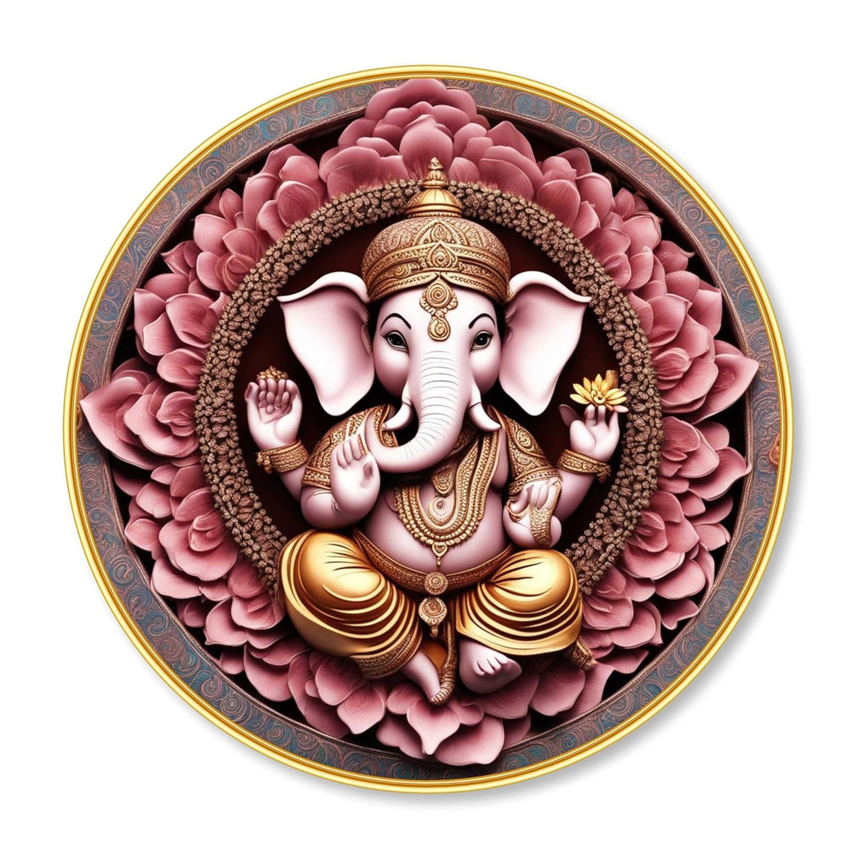 NOBILITY Ganesha Painting modern sparkle lamination wall art with premium golden slim frame for Home Living Room