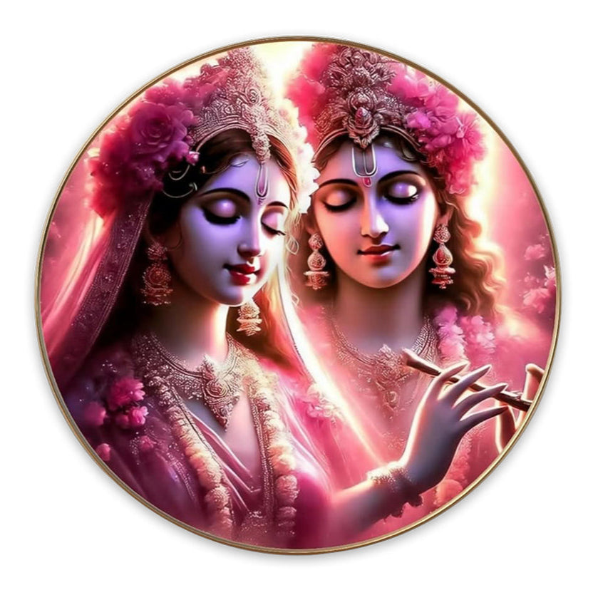 NOBILITY Radha Krishna Painting modern sparkle lamination Kanha wall art with premium golden slim frame for Home Living Room Office Wedding Return Christmas Diwali Gift Items for Friends Family