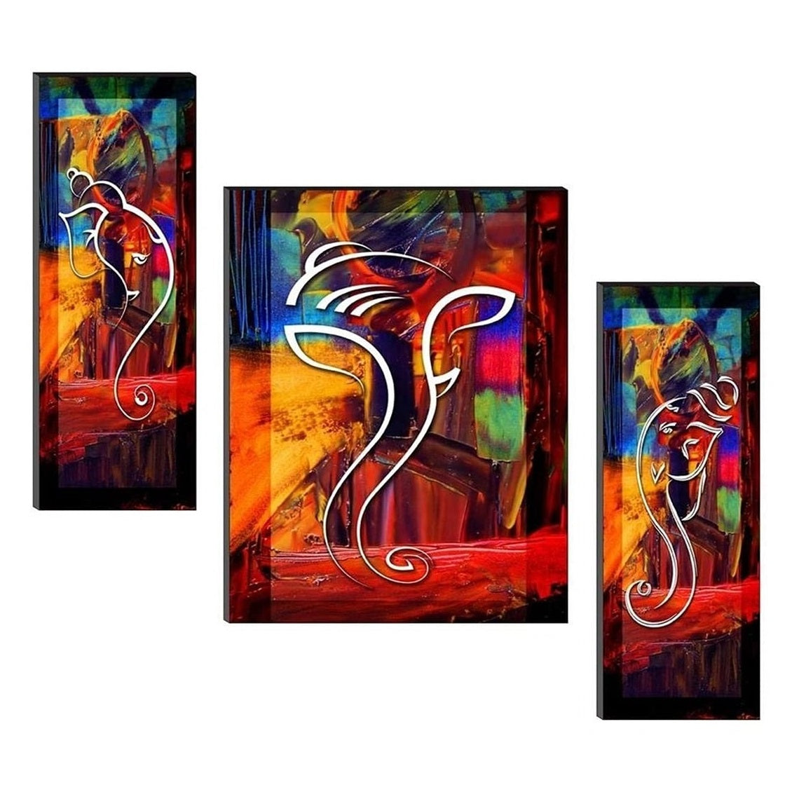 NOBILITY Diwali Gift Ganesha MDF Painting Self Adhesive Ganesh Wall Art Decor Statue Idol Decoration for Home, Living Room, Office, Weeding Gift