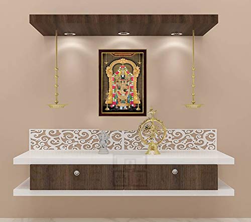 NOBILITY Lord Tirupati Balaji Sparkle Coated Digital Reprint Painting Wall Art Decor Statue Idol for Home Decoration Living Room Office