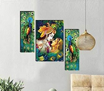 NOBILITY Radha Krishna MDF Self Adhesive Wall Art Digital Reprint Painting Statue Idol Pooja Decoration for Home Living Room Office Diwali Weeding Return Gift Items