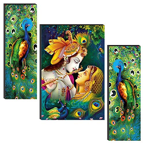 NOBILITY Radha Krishna MDF Self Adhesive Wall Art Digital Reprint Painting Statue Idol Pooja Decoration for Home Living Room Office Diwali Weeding Return Gift Items