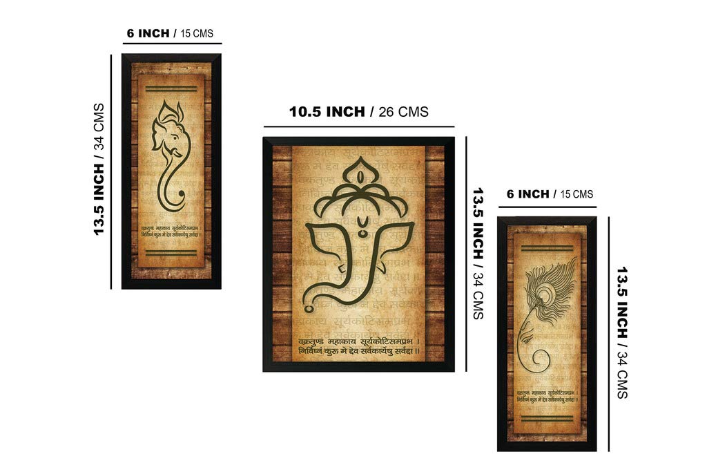 NOBILITY Ganesha Framed Painting UV Textured Design Religious Wall Art Decor Showpiece Figurine Idol Statue