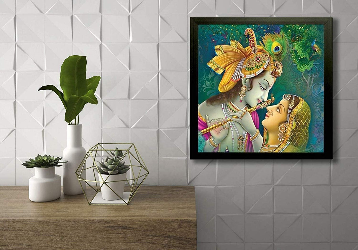 NOBILITY Radha Krishna Framed Painting UV Textured Wall Art Decor Statue Idol Decoration for Home Living Room Office Wedding Return Diwali Gift Items for Friends Family