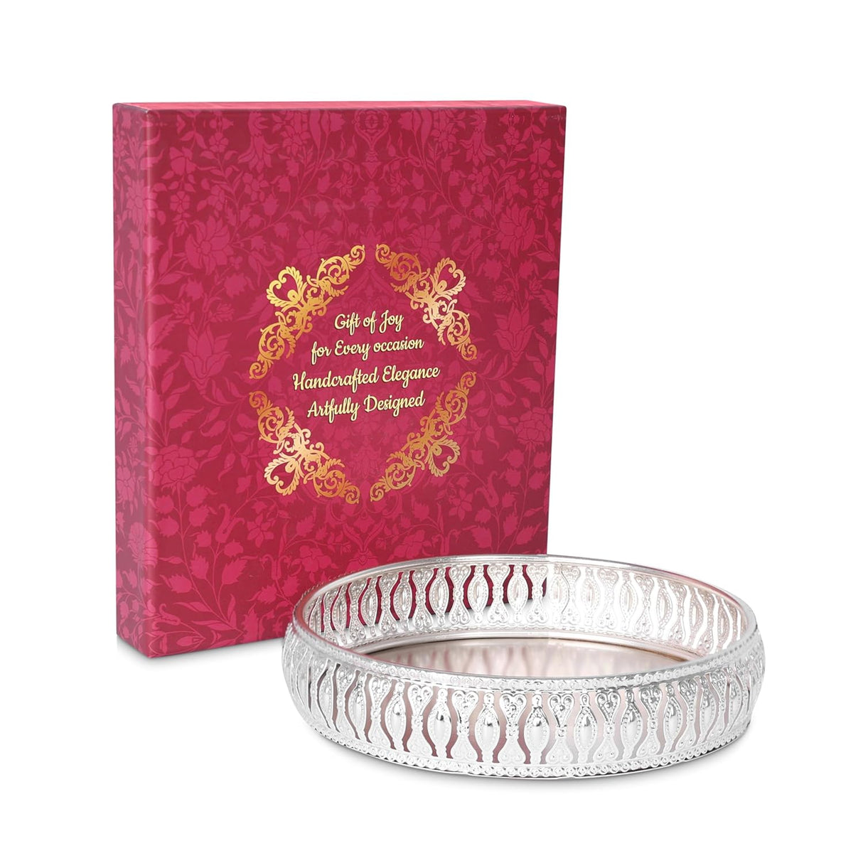 NOBILITY Decorative Tray Silver Dry Fruit Dessert Chocolate Serving Sets Friends Family Home Pooja Decorative Corporate Christmas Diwali Puja Housewarming Gifts Wedding Return Gift Items