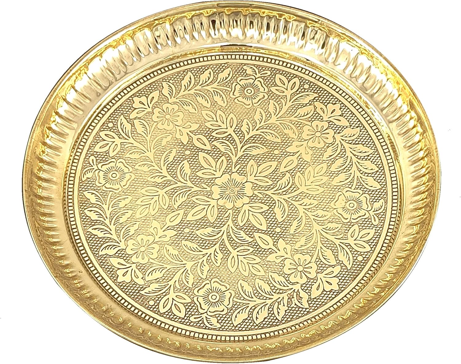 Deal of the day! Nobility 10 Inch Brass Designed Pooja Plate