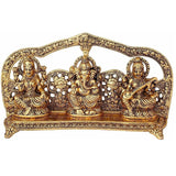 NOBILITY Lakshmi Ganesh Saraswati Statue Gold Metal Laxmi Ganesha Idol Showpiece Traditional Idol for Diwali Puja Home Decoration Wedding Return Gift Items