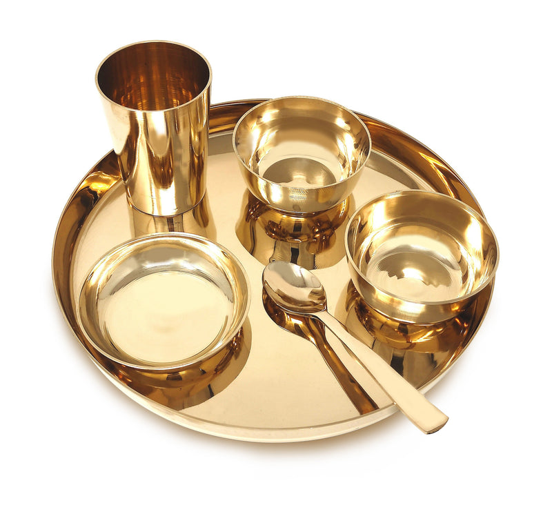 NOBILITY Brass Dinner Set 12 Inch for Adult Daily Use Annaprashan Sanskar Rice Ceremony Gift for Girls Boys Kids Festive Birthday Return Home Decorative Gifts Items