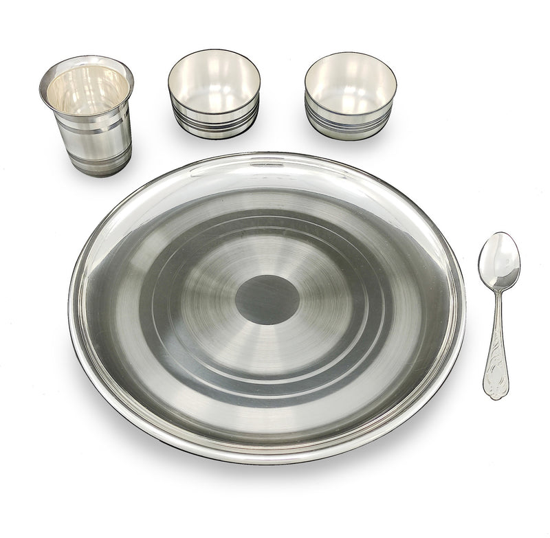 NOBILITY Baby Dinner Set 12 Inch Silver Plated for Rice Ceremony Annaprashana Sanskar Gift for Kids Boys Girls Birthday Festive Home