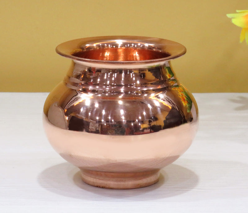 NOBILITY Copper Kalash Lota Gadwa Glossy Pooja Articles for Home Temple Decorative Puja Items for Poojan Purpose Return Gift