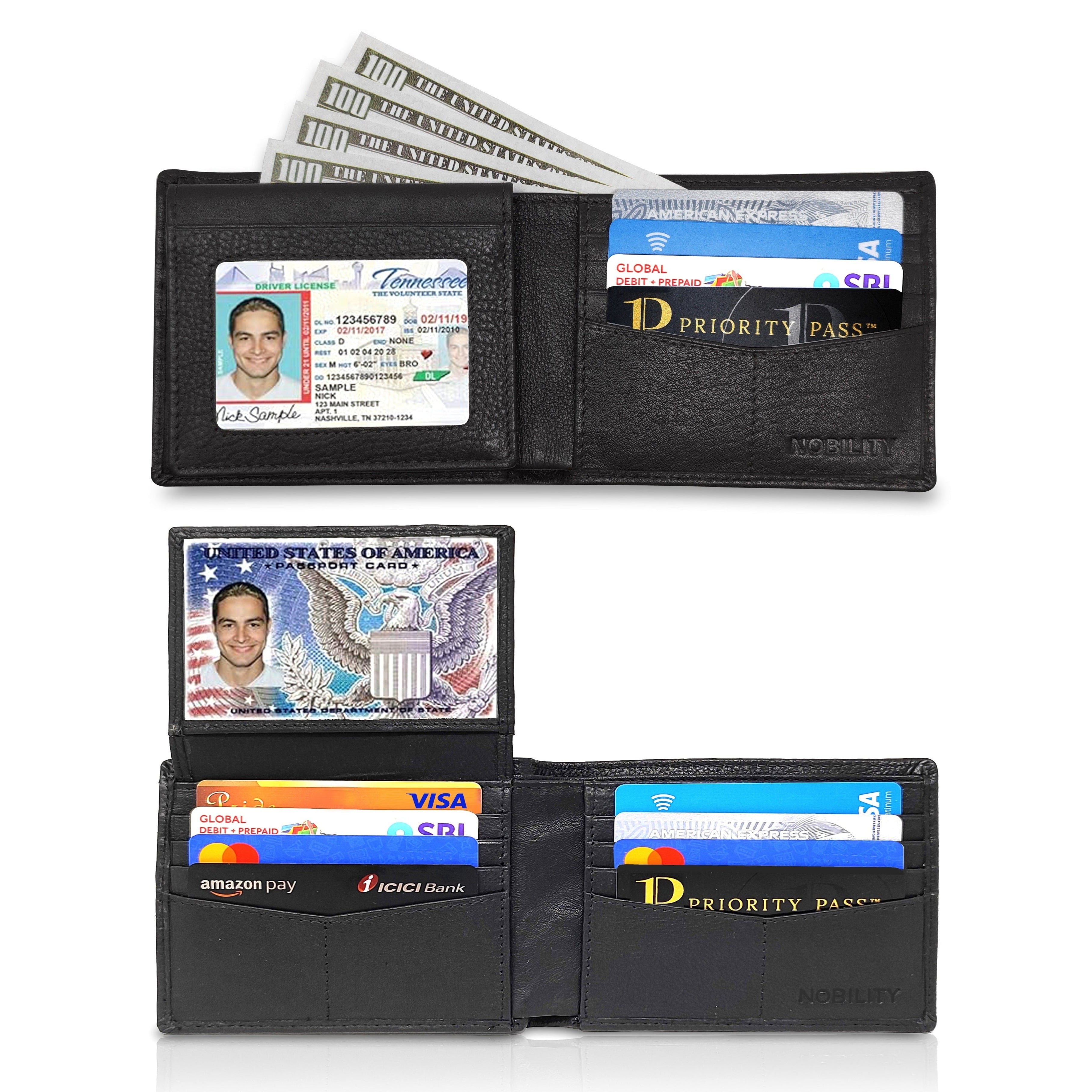 NOBILITY Wallet Black for Men Genuine Leather RFID Blocking Bifold