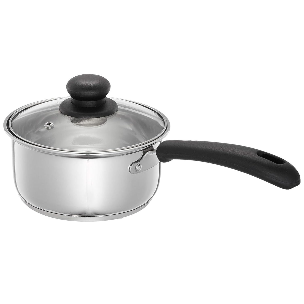 NOBILITY Stainless Steel Saucepan with Glass Lid Induction Base 16 cm 1500 ml