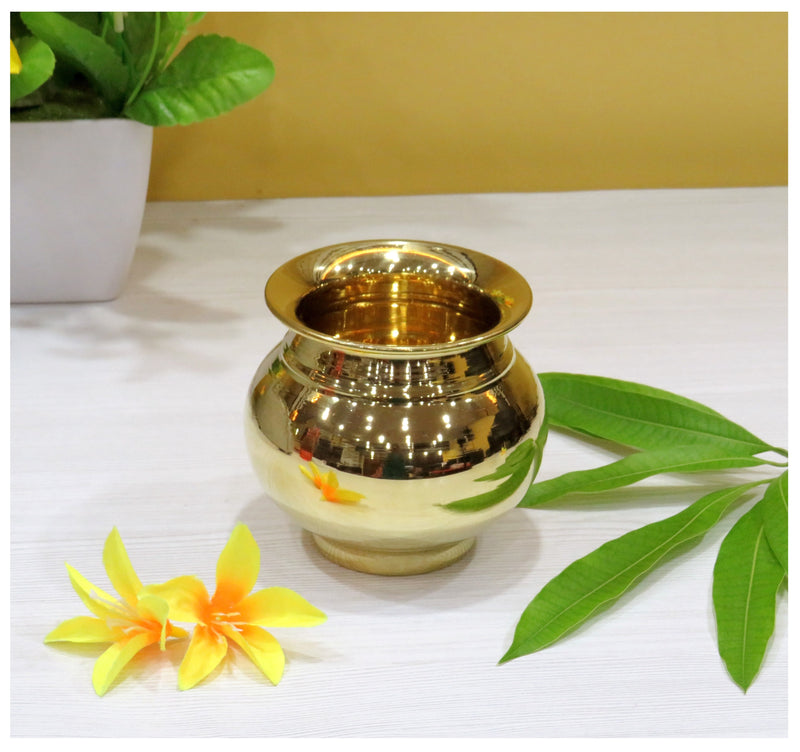 NOBILIT Brass Kalash Lota Gadwa Glossy Pooja Articles for Home Temple Decorative Puja Items for Poojan Purpose Return Gift