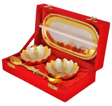 NOBILITY Gold Silver Plated Bowl Spoon Tray Set Dry Fruits Dessert Serving Set Diwali Gifts Friends Family Home Decorative Corporate Christmas Wedding Return Gift Items