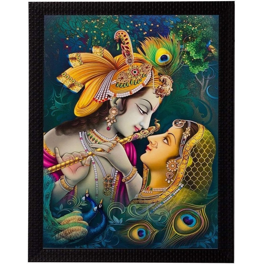 NOBILITY Radha Krishna Framed Painting UV Textured Wall Art Decor Statue Idol for Home Living Room Office Decoration Wedding Return Diwali Gift Items for Family Friends