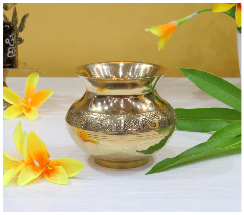 NOBILITY Brass Kalash Lota Gadwa Pooja Articles for Home Temple Decorative Puja Items for Poojan Purpose Return Gift