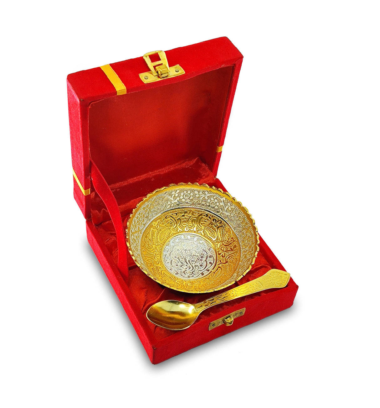 NOBILITY Silver Plated Light Weight Bowl Spoon Set with Red Box Diwali Christmas Eid Wedding Return Home Decoration Friends Family Corporate Gift Items Dessert Dry Fruits Serving Gifts