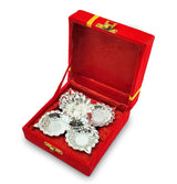 NOBILITY Silver Plated Diya with Red Velvet Gift Box Pooja Items Diwali Decoration Puja Gifts Handmade Daily Oil Lamp Traditional Indian Deepawali Gift Items