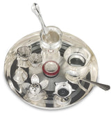 Bengalen Silver Plated Pooja thali Set 8 Inch with Plate Diya Kalash Bowl Ghanti Dhup Dan Palli Spoon Kumkum Stand Coin Puja Thali for Diwali Home Mandir Office Wedding Return Gift Items
