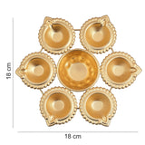 NOBILITY Diya with Decorative Urli Bowl Very Small with Oil Lamp Metal Handcrafted Floating Flower Bowl T-Light Candle Holder for Daily Puja Home Diwali Pooja Christmas Wedding Return Gift Items