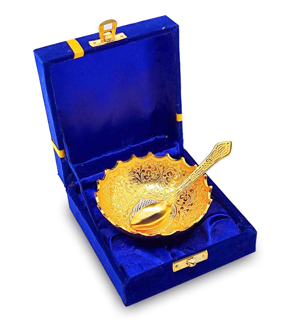 NOBILITY Silver Plated Bowl Spoon Set Light Weight with Blue Box Wedding Return Gifts Dessert Dry Fruits Serving Diwali Christmas Eid Friends Family Home Decoration Corporate Gift Items