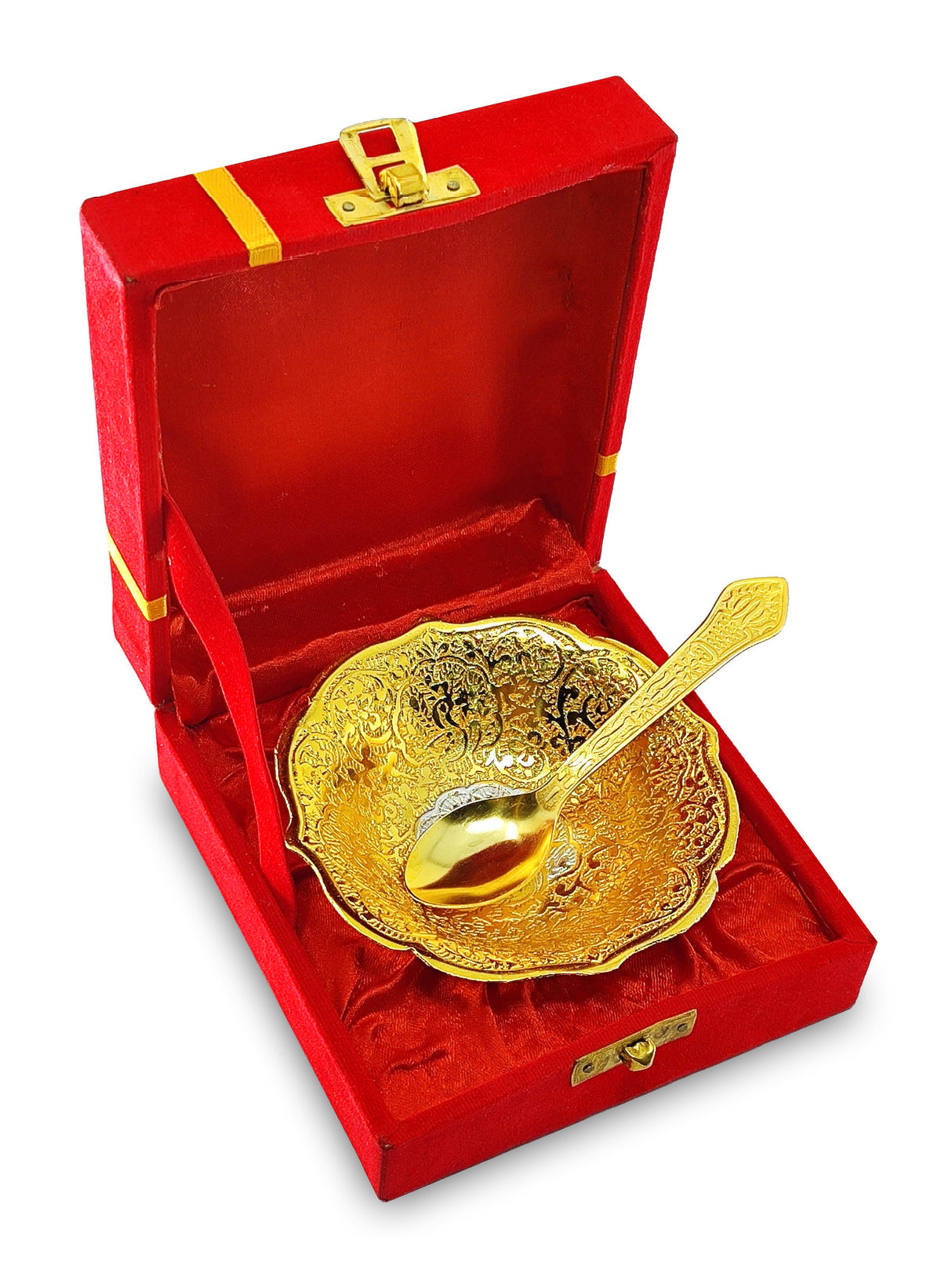 NOBILITY Bowl Spoon Set Silver Plated Light Weight with Red Box Diwali Eid Christmas Wedding Return Home Decoration Friends Family Corporate Gift Items Dessert Dry Fruits Serving Gifts