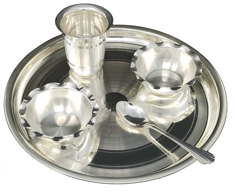 NOBILITY Silver Plated Baby Dinner Set 12 Inch for Annaprashan Sanskar Rice Ceremony Gift for Kids Boys Girls Birthday Return Home Decorative Festive Gifts Items