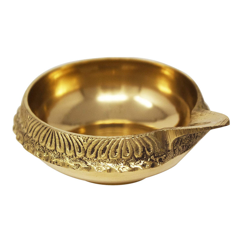 NOBILITY Kuber Diya Big Brass Handmade Oil Lamp with Golden Engraved Made of Virgin Brass Metal Diwali Diya Vilakku for Diwali Decoration Puja Traditional Indian Deepawali Pooja Gift Items