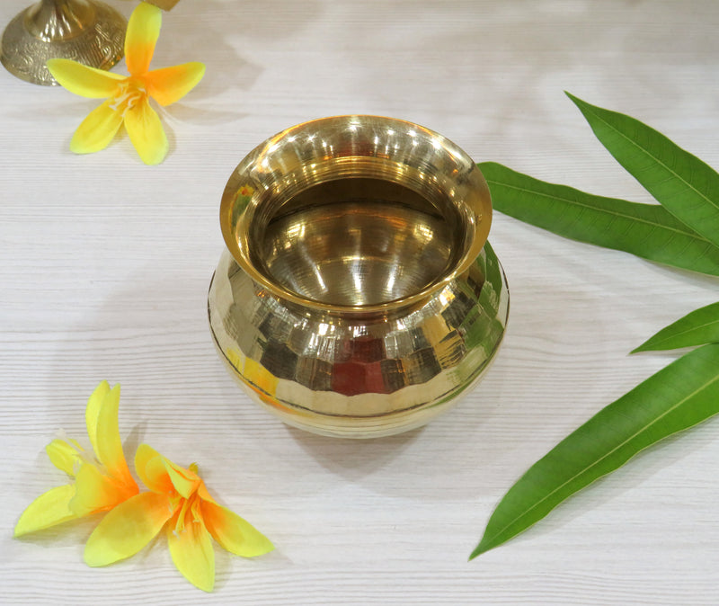 NOBILITY Brass Kalash Lota Gadwa Diamond Design Pooja Articles for Home Temple Decorative Puja Items for Poojan Purpose Return Gift