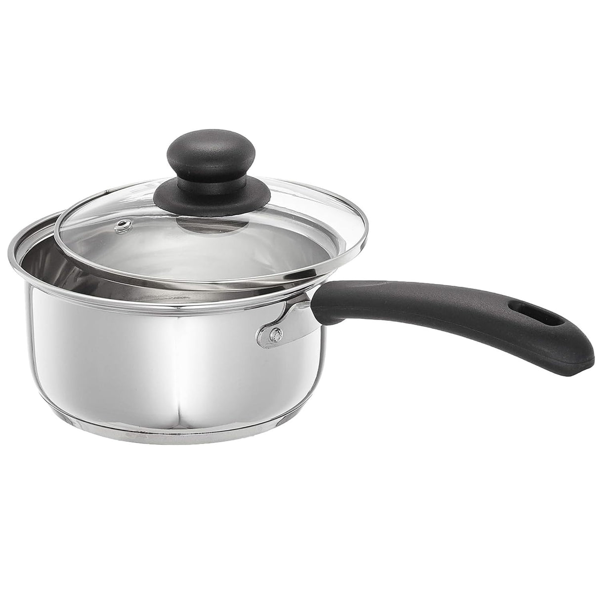 NOBILITY Stainless Steel Saucepan with Glass Lid Induction Base 16 cm 1500 ml