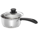NOBILITY Stainless Steel Saucepan with Glass Lid Induction Base 16 cm 1500 ml