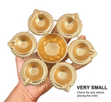 NOBILITY Diya with Decorative Urli Bowl Very Small with Oil Lamp Metal Handcrafted Floating Flower Bowl T-Light Candle Holder for Daily Puja Home Diwali Pooja Christmas Wedding Return Gift Items