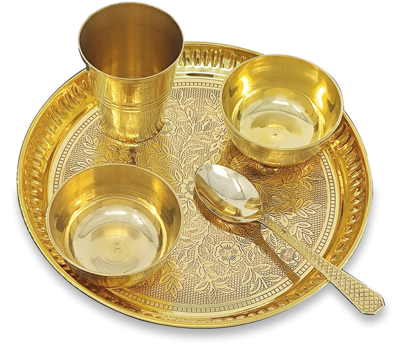 NOBILITY Baby Dinner Set Brass 8 Inch for Annaprashan Sanskar Rice Ceremony Gift for Girls Boys Kids Festive Birthday Return Home Decorative Gifts Items