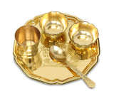 Pooja Thali Set Brass Small Designed 6 Inch Laddu Gopal Bhog Thali for Janmashtami Decoration Puja Item Festival Puja Krishna Bhog Thali Set