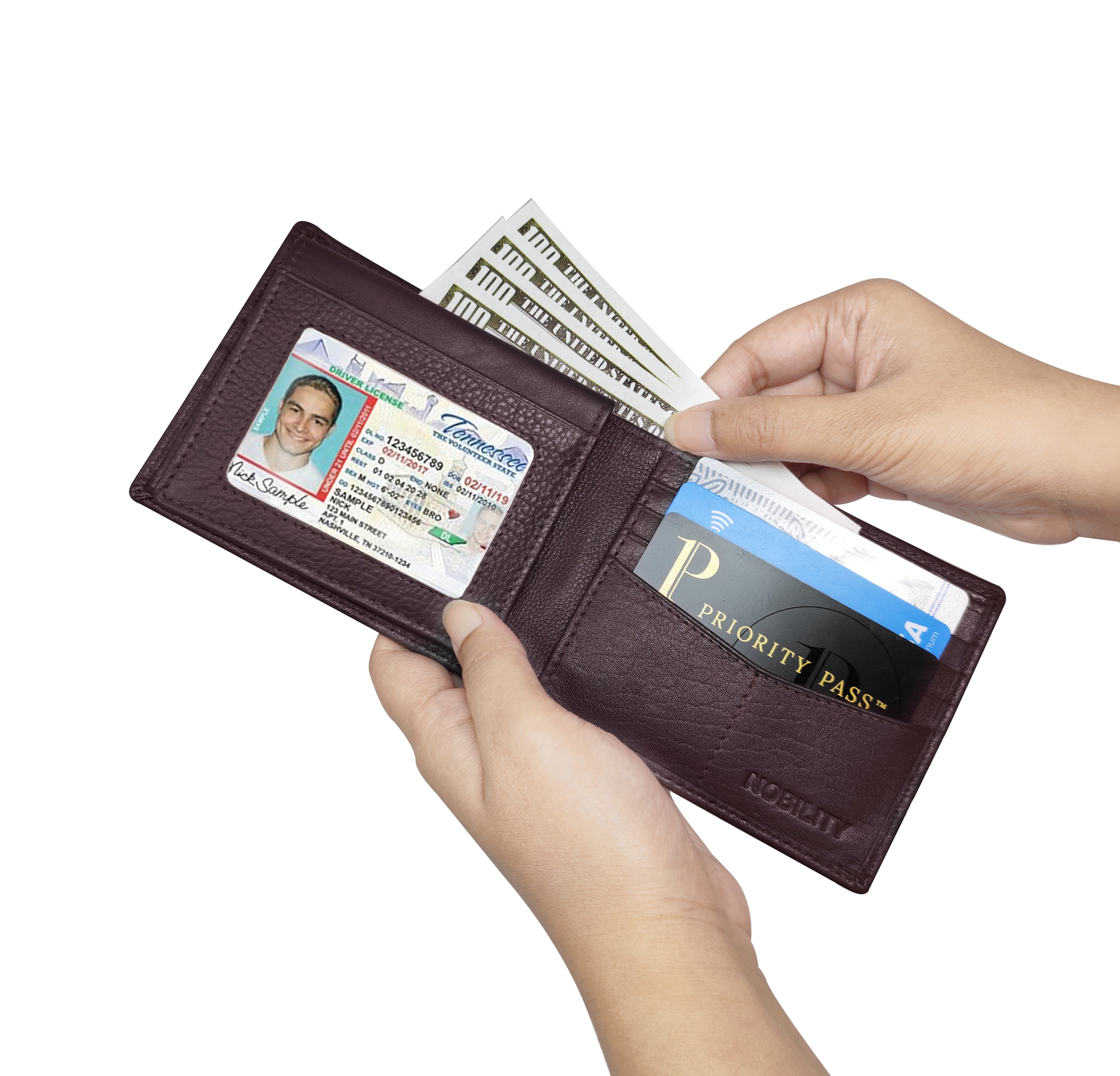 NOBILITY Wallet Brown for Men Genuine Leather RFID Blocking Bifold