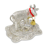 NOBILITY Small Kamdhenu Cow with Calf Metal Statue Showpiece Decorative Item for Home Office Diwali Decoration Pooja Items Wedding Return Gifts