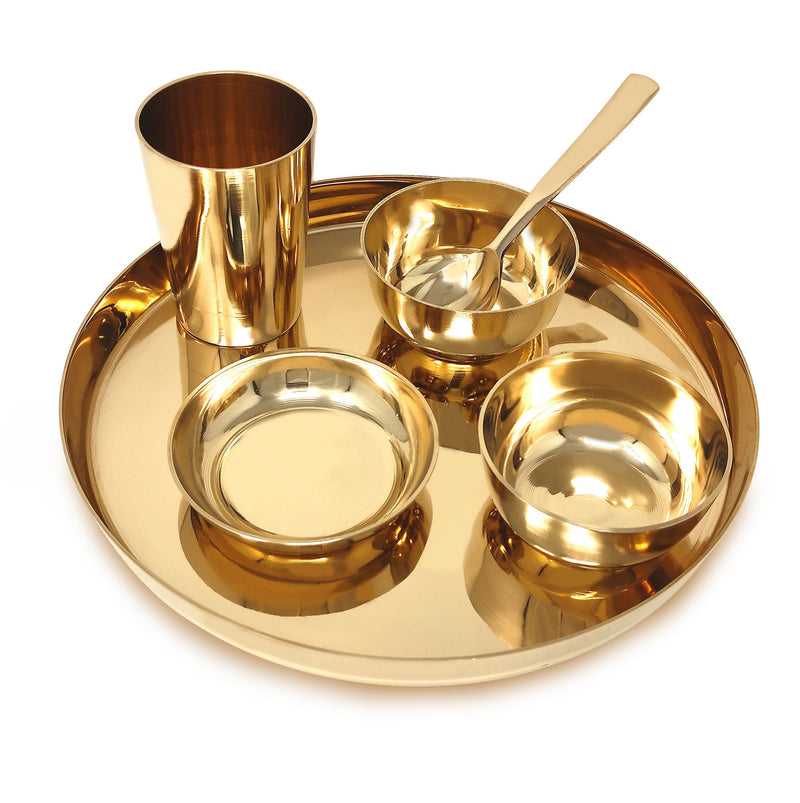 NOBILITY Brass Dinner Set 12 Inch for Adult Daily Use Annaprashan Sanskar Rice Ceremony Gift for Girls Boys Kids Festive Birthday Return Home Decorative Gifts Items