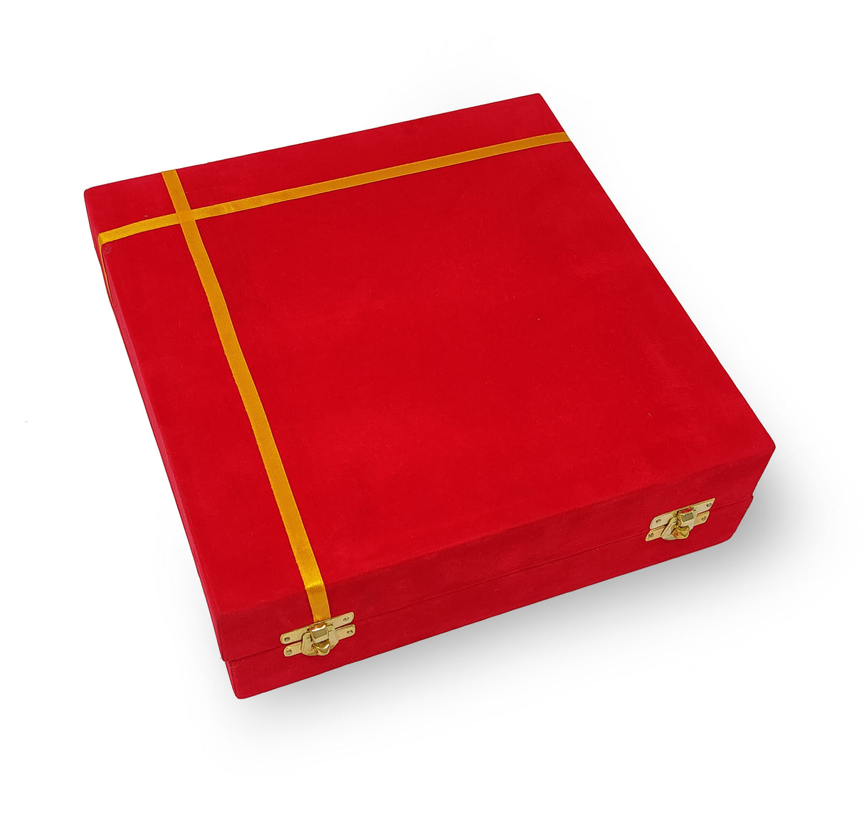 Bengalen Pooja Thali Set Gold Plated with Red Gift Box Designed 22 cm Puja Plate Kalash Bowl Ghanti Spoon Dhup Dan Diya for Home Office Diwali Wedding Return Gift Items
