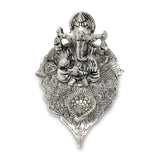 NOBILITY Ganesha on Leaf Statue Silver Ganesh Idol with Diya for Home Office Pooja Puja Diwali Decorative Wedding Return Gift Item