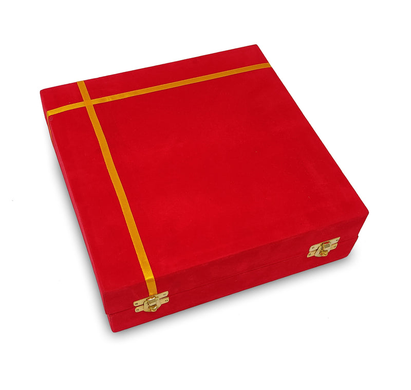 NOBILITY Pooja Thali Set Gold & Silver Plated with Red Gift Box