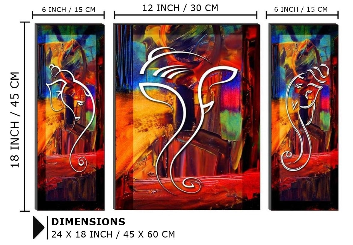 NOBILITY Diwali Gift Ganesha MDF Painting Self Adhesive Ganesh Wall Art Decor Statue Idol Decoration for Home, Living Room, Office, Weeding Gift