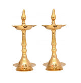 NOBILITY Brass Oil Lamp Diya Kerala Traditional Samai Deepak Lamp Kutthu vilakku Panchmahal Deepam for Pooja Mandir Diwali Indian Gift Items Puja Set Pack of 2