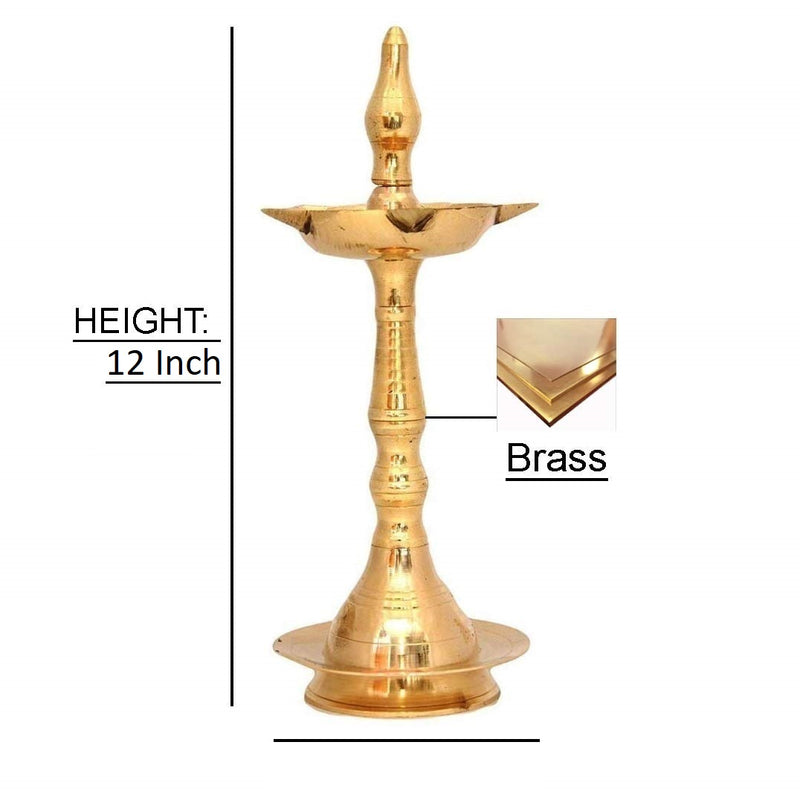 NOBILITY Brass Oil Lamp Diya Kerala Traditional Samai Deepak Lamp Kutthu Vilakku Panchmahal Deepam for Pooja Mandir Diwali Indian Wedding Return Gift Items Pack of 2